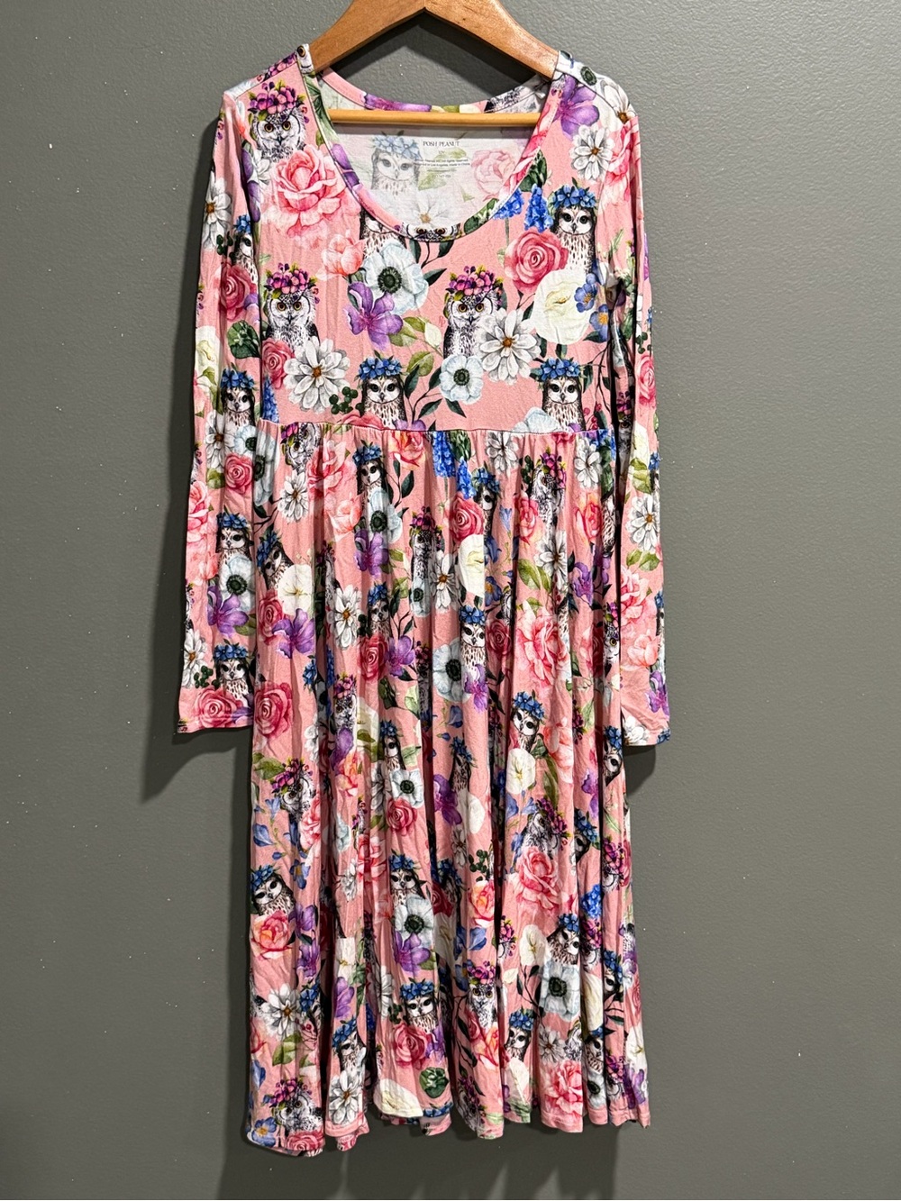 NEW POSH PEANUT Owl Floral Rose Twirl Dress GIRLS Size 10 10Y